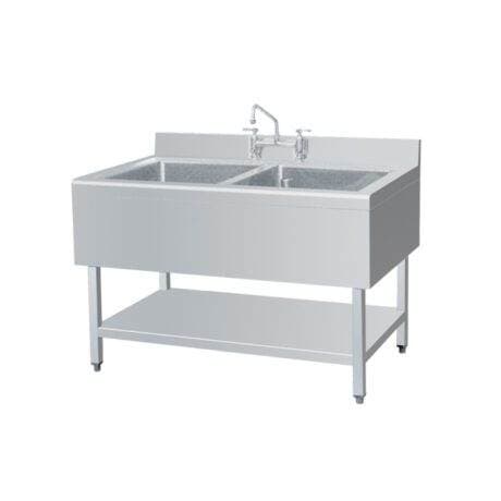 Stainless steel double bowl sink table at ANKE