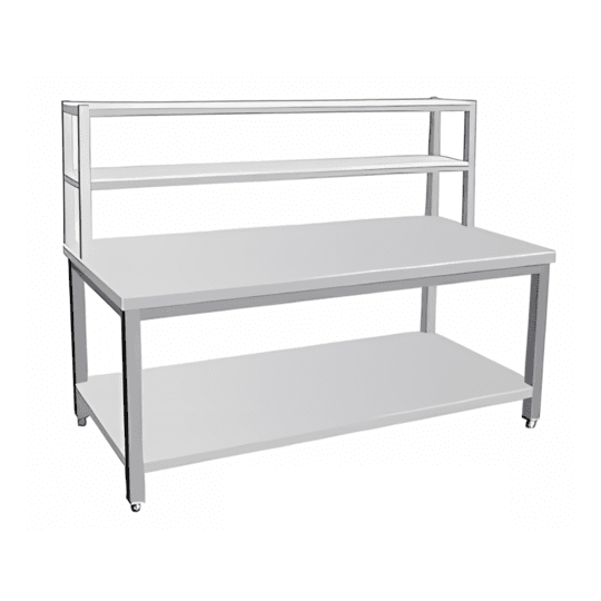 Work Table with Overhead Shelf