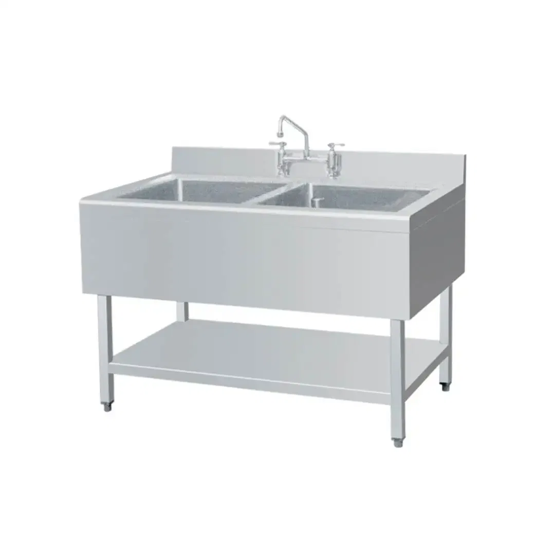 Stainless steel double bowl sink table at ANKE