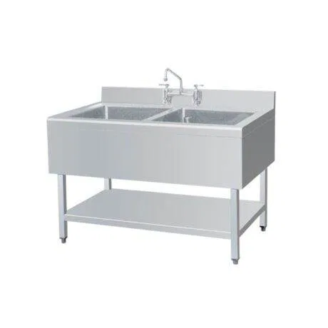 Stainless steel double bowl sink table at ANKE