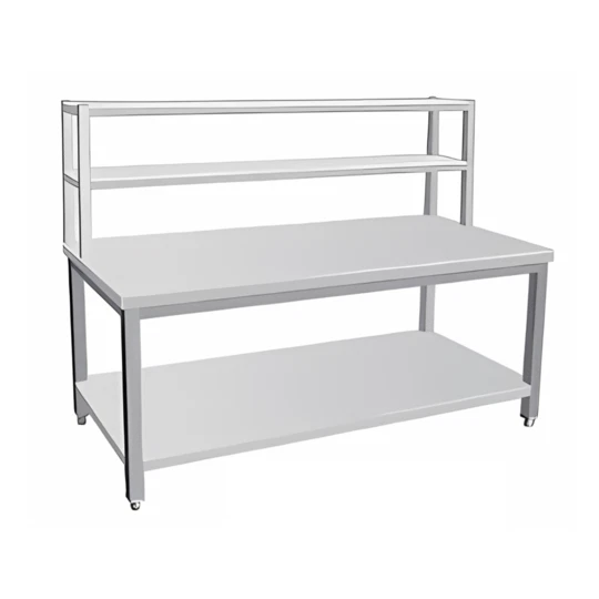 Work Table with Overhead Shelf