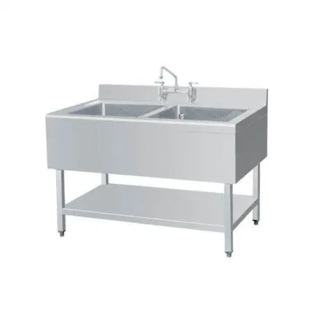 Stainless steel double bowl sink table at ANKE