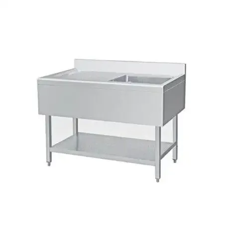 Stainless steel single bowl sink table with drainboard at ANKE