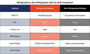 Comparison of refrigerated vs. non-refrigerated display cabinets at ANKE