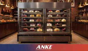Cream cakes drying out inside a commercial cake display chiller because of strong airflow and low temperature control