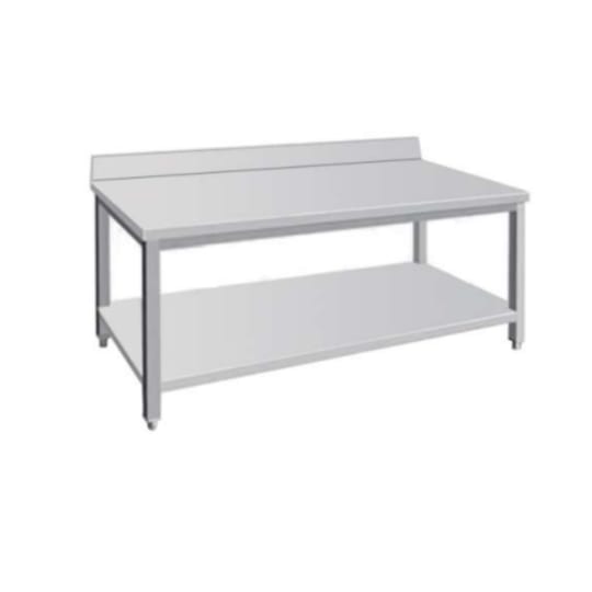 Heavy duty work table with overhead shelves by ANKE