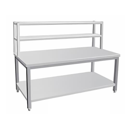 Work Table with Overhead Shelf